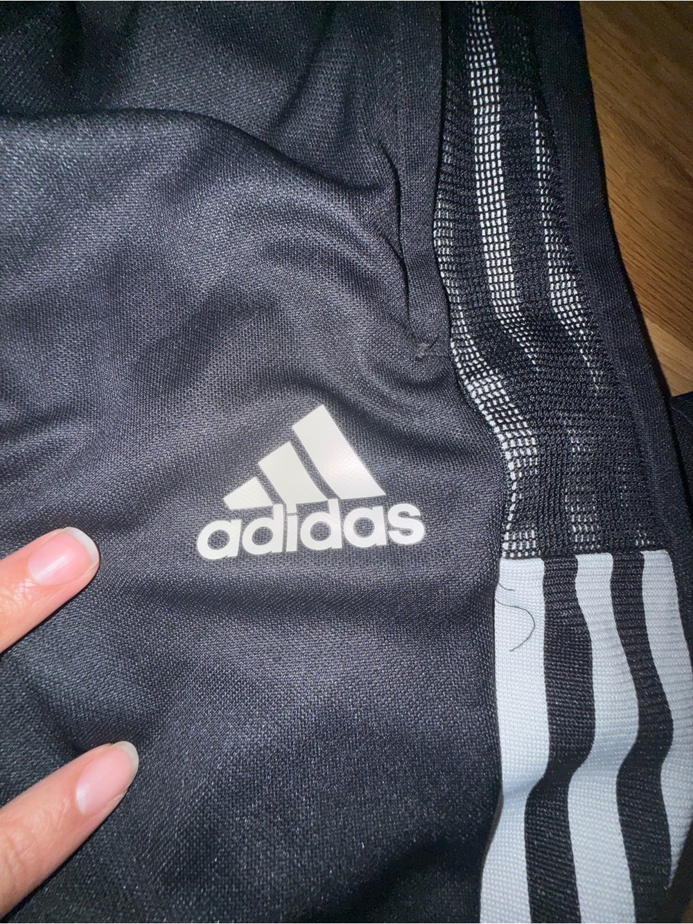 adidas Black Joggers with White Logo and Side Stripes